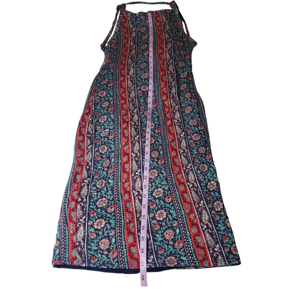 Lulus Kiss the Sky Halter Open Back Midi Dress Women's Size Medium Blue Red - Picture 7 of 7